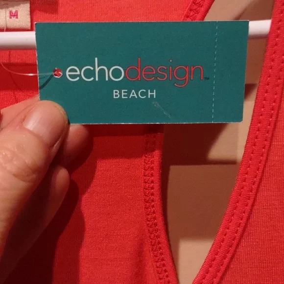 Tank Top Dress, Swim, Bathing Suit, Beach Cover,  Coral, M - Picture 7 of 7